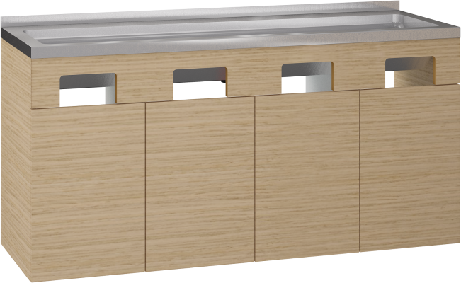 Kildesorteringsskap med vaskerenne, 120 cm med 4 fraksjoner